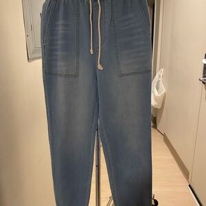 Women’s Casual Drawstring Jeans - Light Blue